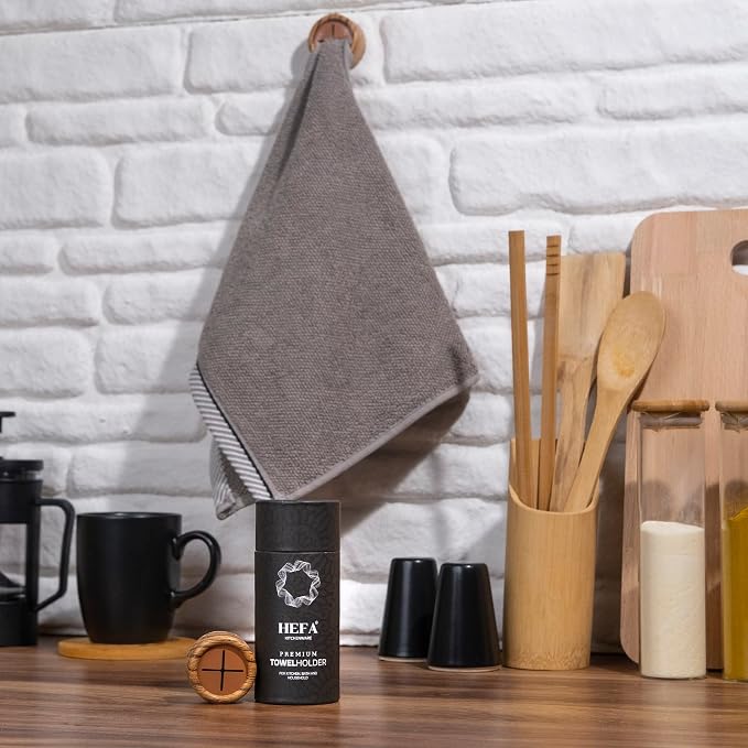 HEFA Towel Holder, Towel Hooks, Dish Towel Holder, Kitchen Organization, Bathroom Accesories, Kitchen Towel Hook, Kitchen Towel Holder, Hand Towel Holder, Kitchen Gadgets 4 Pack, Pine Brown