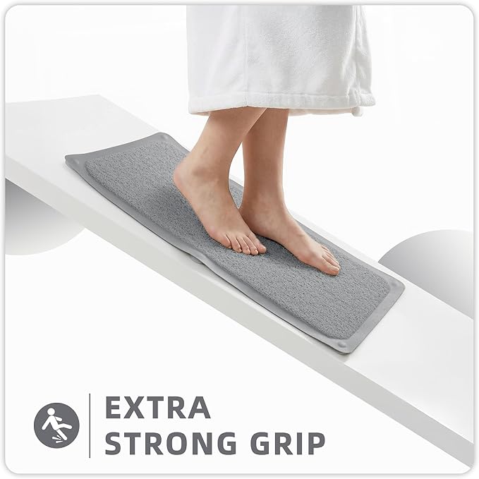 Upgraded Anti Slip Shower Mat for Inside Shower,Non Slip Bathtub Mat with Suction Cups,Shower Floor Mat,Scrubber Mats,Easy to Clean,Quick Dry,Easy Drainage,Loofah Bath Mat for Tub,Grey,17''x32''