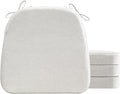 AAAAAcessories D-Shaped Chair Cushions, 2" Thick Dining Chair Pads with Ties and Removable, Machine-Washable Cover, 17" x 16", Set of 4, Natural Linen