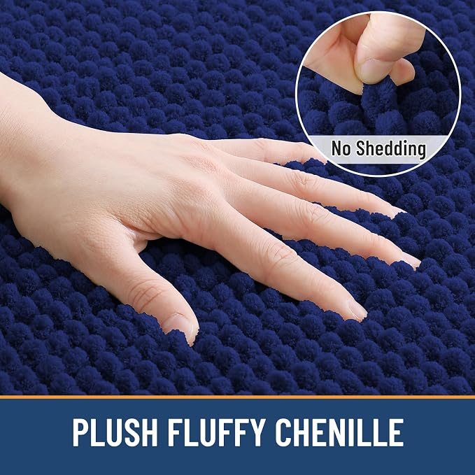 Arotive Bathroom Rugs 24" x 16", Ultra Soft Absorbent Chenille Bath Rugs, Non-Slip Rubber Backing, Machine Washable Bath Mats for Bathroom Floor, Tub and Shower, Home Decor Accessories, Navy