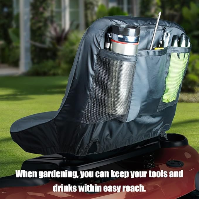 Tractor Seat Cover for Antonio Carraro Tigre 4000 2005-2015, Lawn Tractor Seat Cover with Back Storage Pockets Durable Water-Resistant Protector for Compact Utility Tractor,Grey