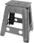 Inspired Living 18" Step Stool, Folding Step Stools for Adults, Plastic Foldable Step Stools Kids, Holds Up to 330 lbs, Collapsible Folding Stool for Kitchen, Bathroom, Bedroom (Grey Black, 18" High)