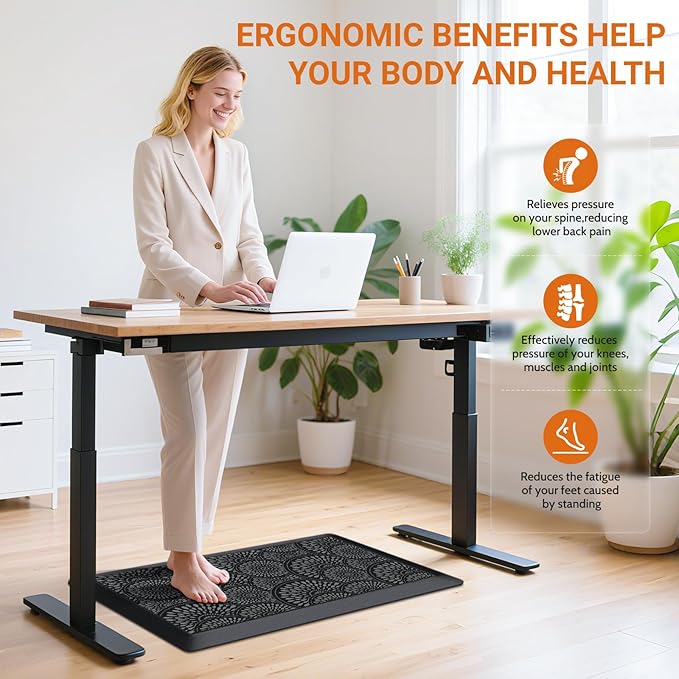 Mattitude 4/5 Inch Kitchen Mat, 20x32in Heavy Duty Ergonomic Comfort Foam Standing Desk Mat, Waterproof Non-Slip Standing Mats and Rugs for Kitchen, Office, Black