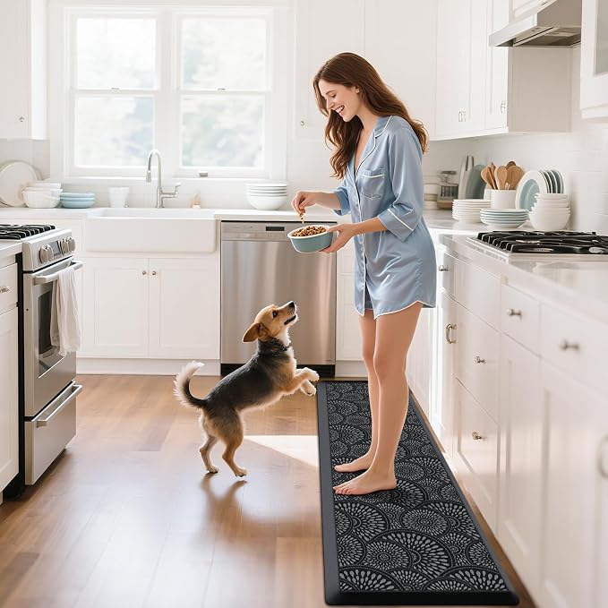 Mattitude 4/5 Inch Kitchen Mat, 20x44in Heavy Duty Ergonomic Comfort Foam Standing Desk Mat, Waterproof Non-Slip Standing Mats and Rugs for Kitchen, Office, Black