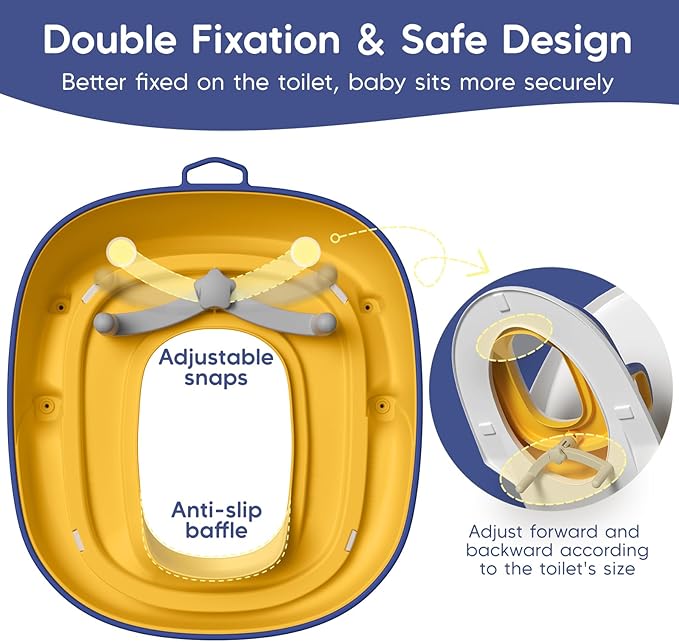 Maliton Potty Training Toilet Seat with Step Stool Ladder for Kids, Toddler Toilet Seat with Anti-Slip Stool for Boys Girls, Toddler Step Stool Set (Blue&Yellow)
