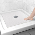 Square Shower Mat Non Slip: 24x24 Inch Shower Floor Mat with Drain Hole in Middle, Super Soft and Comfortable PVC Loofah Massage Bath Mat for Shower, Anti Slip Shower Stall Mat, Quick Drying