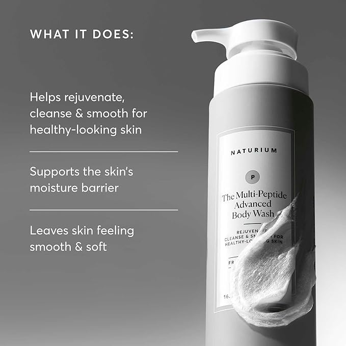 Naturium Multi-Peptide Advanced Body Wash, Rejuvenate, Cleanse & Smooth, with Rice Amino Acids & Vitamin E, 500 mL / 16.9 fl oz