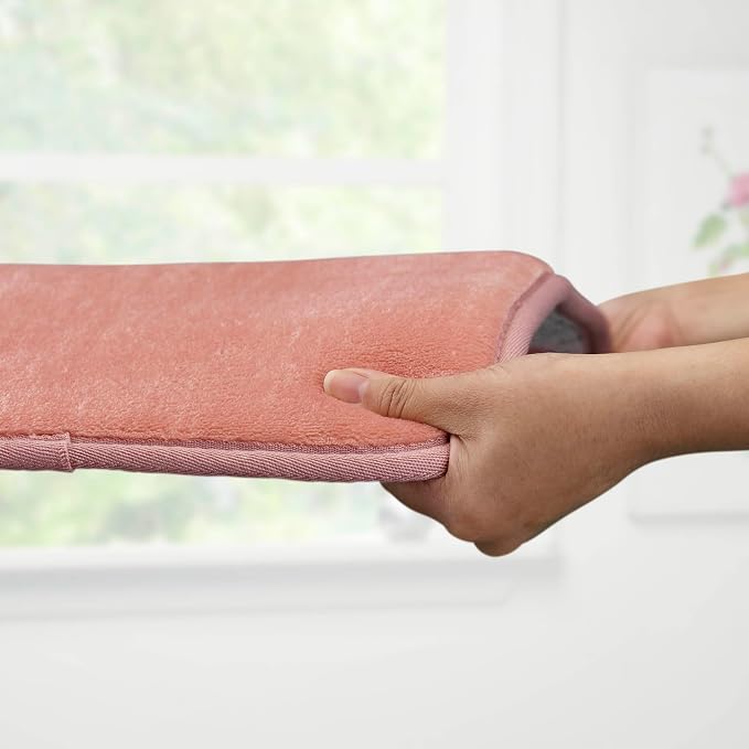 Memory Foam Bath Mat Non Slip Absorbent Super Cozy Velvet Bathroom Rug Carpet (24 inches X 48 inches, Peach)
