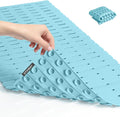 OTHWAY Shower Mat Non Slip, 36.6" x 16.9" Non Slip Soft Bath Mat for Tub, Shower Anti Slip Mat with Suction Cups, Easy to Cut Shower Floor Mat, Machine Washable Bathtub Mat, Light Blue