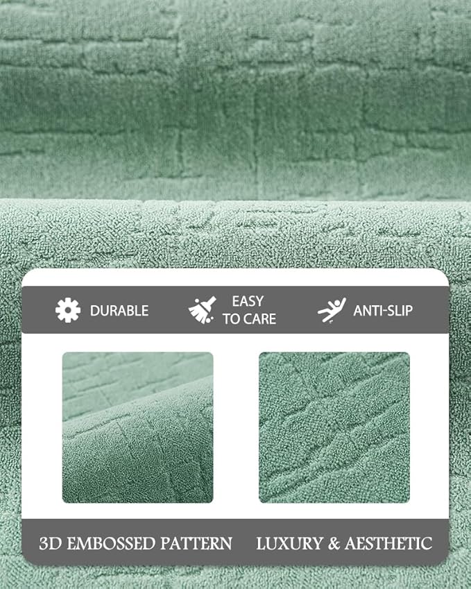 AMOAMI-Bath Mat-Absorbent Quick Dry Bathroom Floor Mats-Washable Rubber Backing Bath Mats for Bathroom Rugs Fit Under Door-Bath Rug for in Front of Sink Bathtub Shower Room, Moss 17''x24''