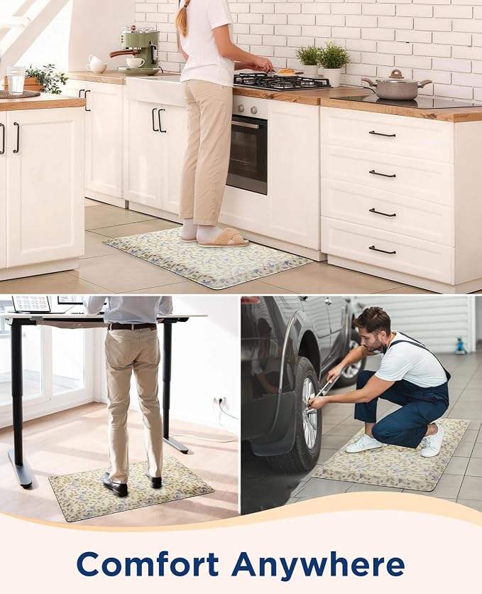 Ophanie Kitchen Mats for Floor, 3/4 Inch Thick Kitchen Rugs, 20x48 Anti Fatigue Standing Cushioned Mat, Waterproof,Comfort Ergonomic Mat for Office, Home, Sink, Bird Non-Slip Bottom