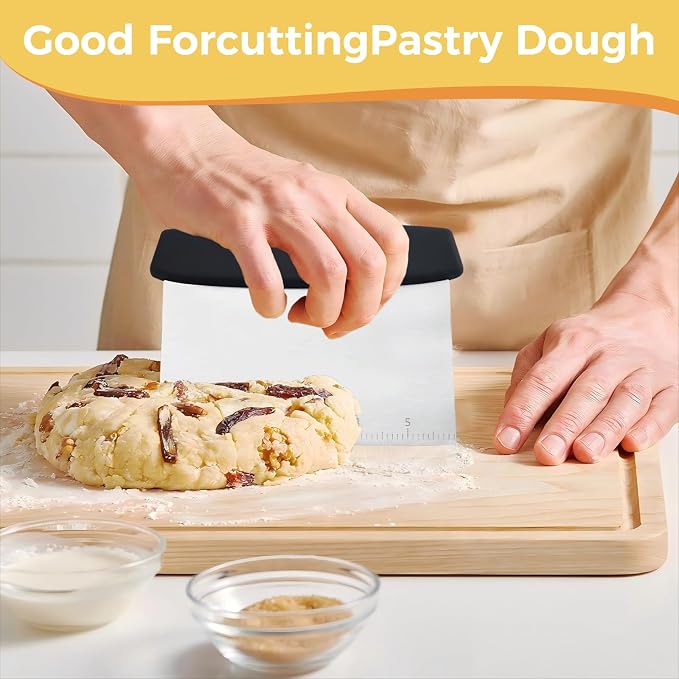 Bench Scraper, Stainless Steel Food Scraper Tool,Dough Scraper and Pastry Cutter With Scale,Food Chopper Baking Supplies Kitchen Gadgets