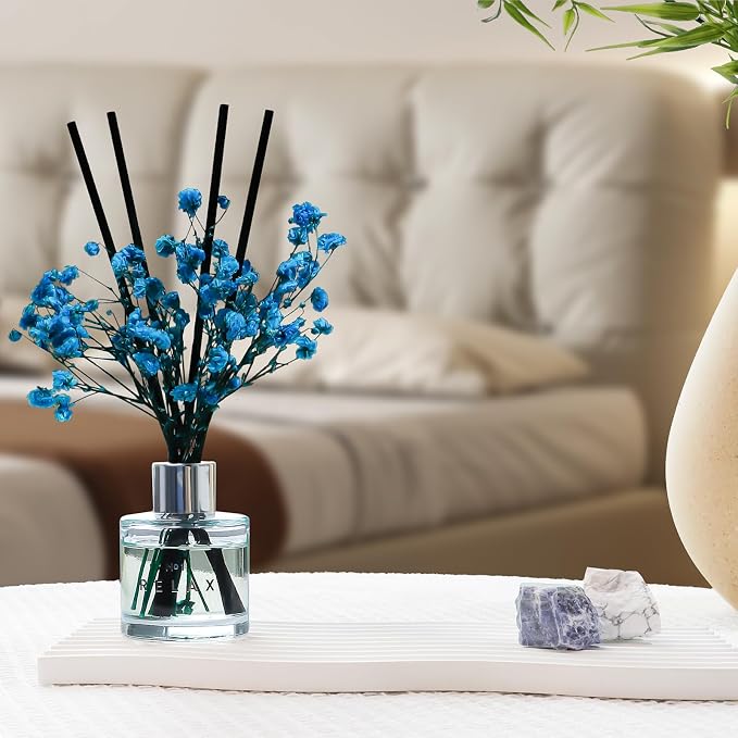 Freesia Reed Diffuser Set, 1.7 oz Scent Diffuser with Dried Flower for Bathroom Small Place, Last up to 30 Days