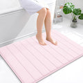 OLANLY Memory Foam Bath Mat 40x32, Super Soft Absorbent Bathroom Rugs, Quick Dry, Machine Washable Shower Floor Rugs, Bathmat Carpet, Bathroom Home Decor Accessories, Pink