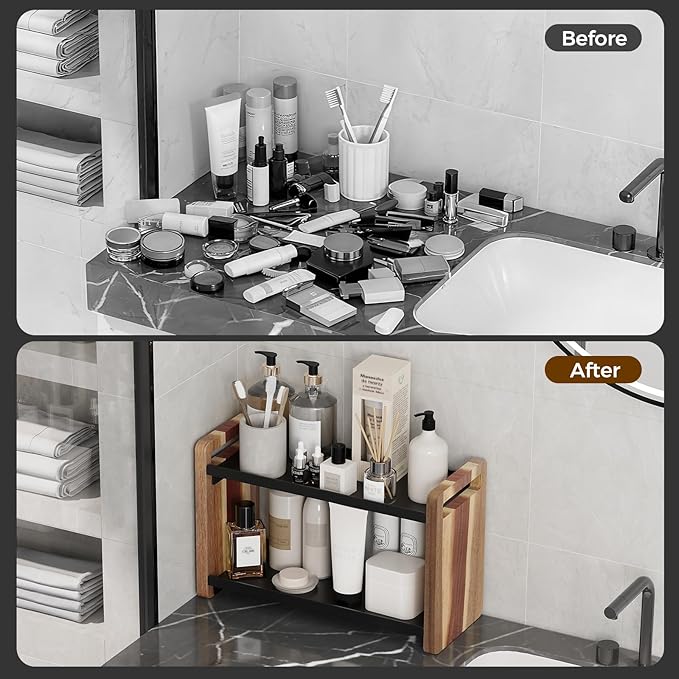 Bathroom Counter Organizer,Bathroom Counter Shelf,Bathroom Organizers,Under Sink Organizer,Cologne Organizer For Men,Cologne Cabinet,Father Day Gift for Dad(Acacia 2 Tier)
