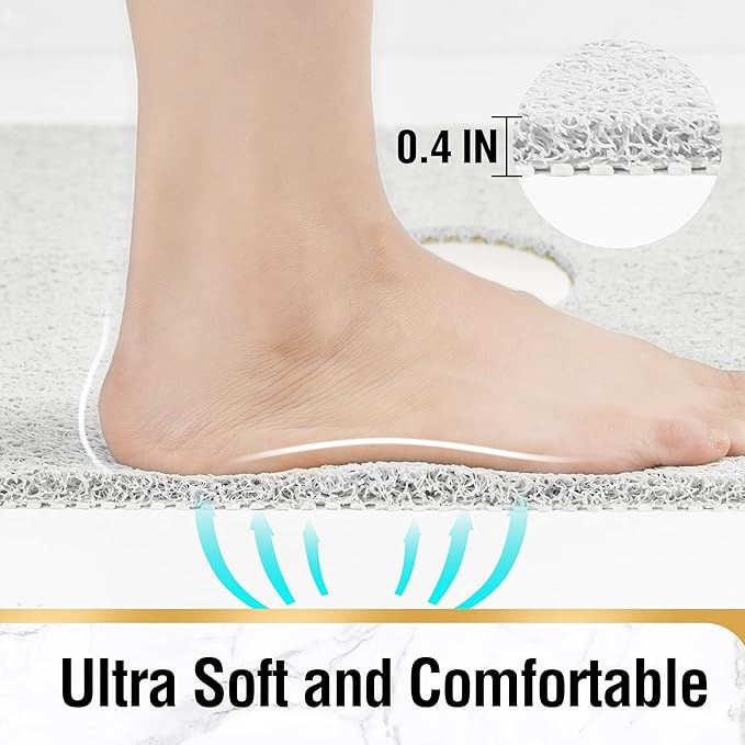 HITSLAM Square Shower Mat, 32 x 32 Inch Non Slip Bath Mat for Tub, Soft PVC Loofah Bathtub Mats with Drain Holes, Quick Drying Bathroom Stall Floor Mat, Bathroom Accessories Without Suction Cup, White