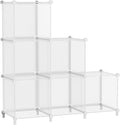 AWTATOS Cube Storage Organizer, Closet Organizers and Storage, 6 Cube Shelves Bookshelf, DIY Stackable Plastic Clothes Organizer Shelving for Bedroom, Home, Transparent Twill