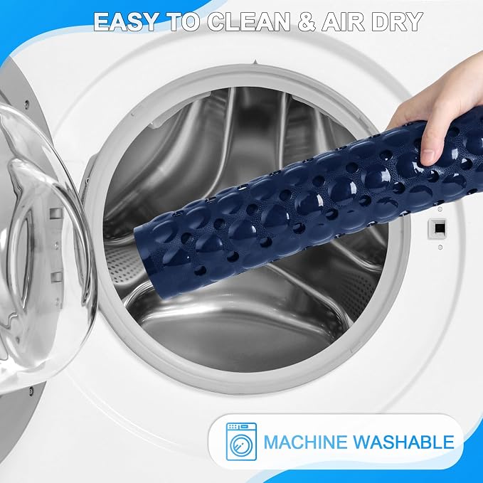 Bathtub and Shower Mats, 40x16 Inch Extra Large Non Slip Soft Bath Tub Mat with Suction Cups and Drain Holes for Bathroom Floor and Keep Tubs Clean, Machine Washable, Navy Blue
