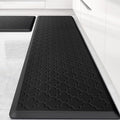 Kitchen Mat [2 PCS] Cushioned Anti-Fatigue Floor Mat Water Resistant Non-Skid Kitchen Mats and Rugs Ergonomic Comfort Foam Kitchen Rugs Standing Mat for Floor Office Sink(Black,17.3"x28"+17.3"x60")