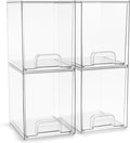 Sorbus Acrylic Storage Containers - 4 Pack, Stackable Storage Bins Set for Bathroom Organization - Clear Acrylic Drawer Organizers - Makeup Case Pull-Out Drawers (7.6’’ Tall)