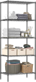 BestOffice | 5-Tier Wire Storage Shelves | 14 x 24 x 60 | Black | with Adjustable Racks | Metal Shelf, Holds Upto 500 lbs | No-Tool Assembly | Ideal for Home & Garage Shelving