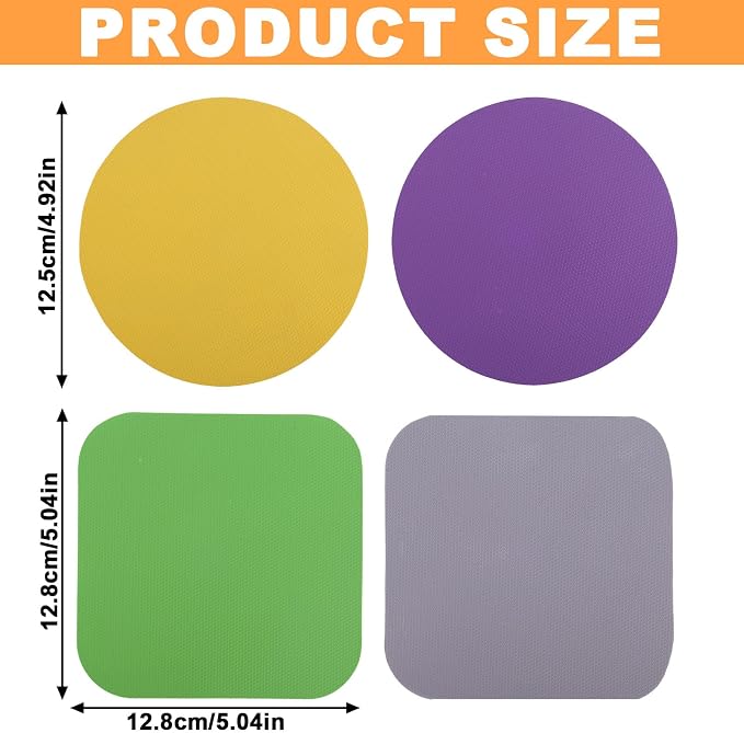 LUTER 4pcs Jar Opener Gripper Pads, Round & Square Rubber Jar Grippers Multi-Function Lid Opener for Seniors with Weak Hands Non-Slip Kitchen Coasters