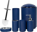 CERBIOR Bathroom Accessories Set 6 Piece Bath Ensemble Includes Soap Dispenser, Toothbrush Holder, Toothbrush Cup, Soap Dish for Decorative Countertop and Housewarming Gift (Blue)