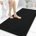 OLANLY Long Bathroom Rugs Runner 47x24, Thick Soft and Absorbent Chenille Bath Mat, Non-Slip, Machine Washable Quick Dry Bath Rugs for Tub Shower Floor, Home Decor Accessories, Black