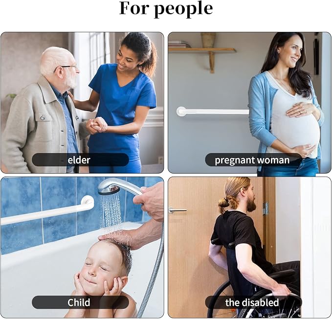 White Shower Grab Bar w/Anti-Slip Knurled Grip 36 Inch, Zepolu Stainless Steel Bathroom Handicap Grab Bars, Safety Bar Balanced Handrail, Handicap Injury Elderly Senior Assist Support Shower Handle