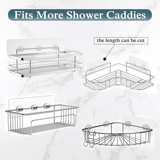 EAGMAK 2 Pack Transparent Shower Caddy Adhesive for Replacement, No Drilling , Soap Holder, Bathroom Storage Shelves and Kitchen Racks
