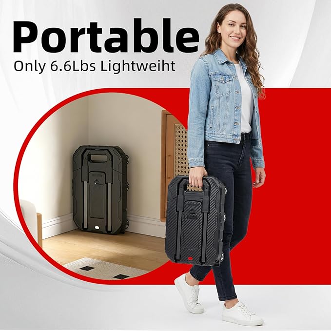 Hand Truck 550Lbs, Folding Dolly Cart with 6 Wheels-Compact/Heavy-Duty, Portable Rolling Utility Cart for Moving Shopping Travel Vendor Booth, Carrito para Cargar Cosas Con Ruedas with 2 Bungee Cords