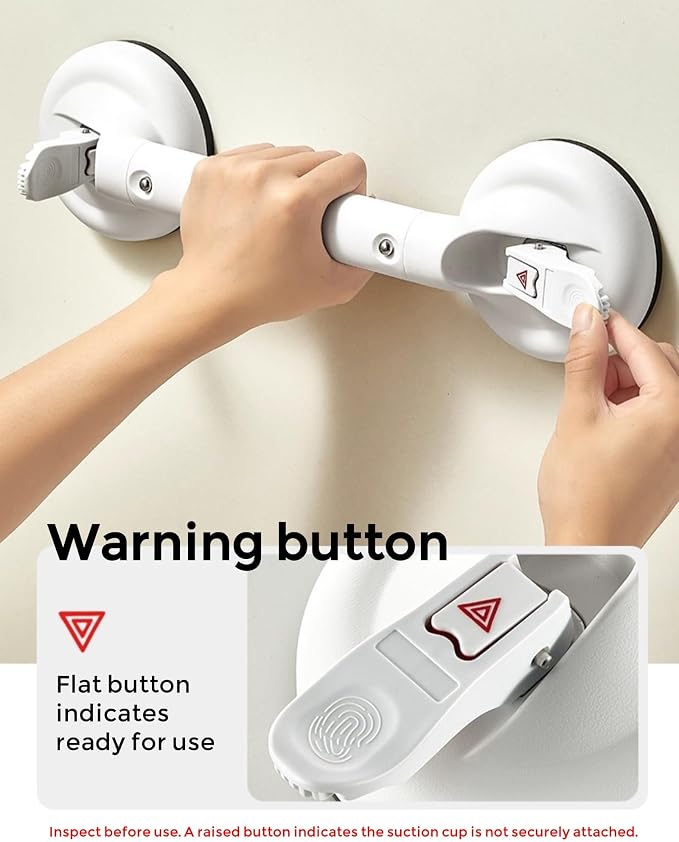 Heavy Duty Grab Bars for Bathtubs and Showers, 300-pound Weight Capacity, 17in Suction Shower Grab Bars for Seniors, No Drilling Waterproof(White)