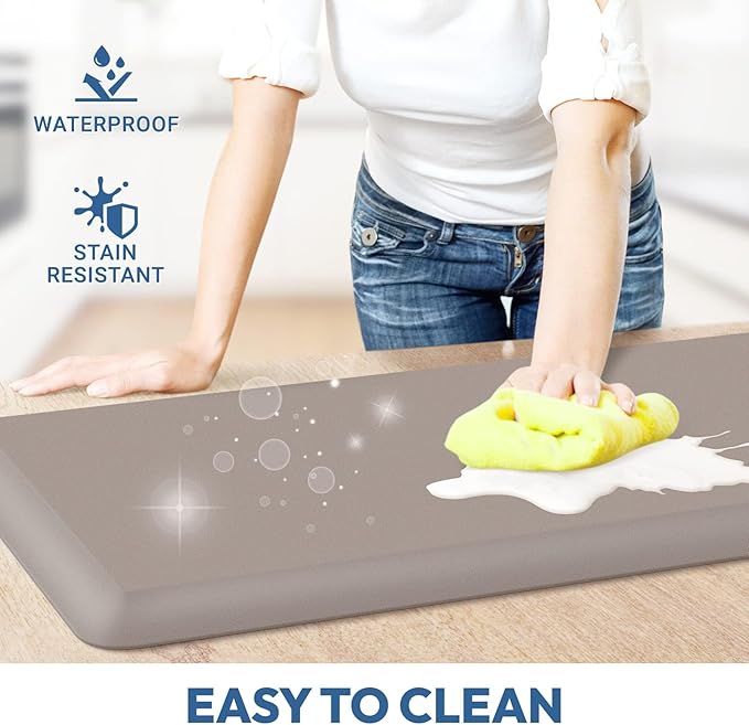4/5 Inch Thick Kitchen Mat - Cushioned Anti Fatigue Mats for Kitchen Floor - Easy to Clean, Waterproof, Non-Slip Kitchen Rug for Sink, Office, Kitchen (17''x24'' Brown)