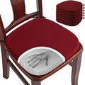 BUYUE Luxury Memory Foam Chair Cushions 6 Pack, Jacquard 16" U-Shape Comfortable Dining Chair Pads, Removable Slip Resistant Kitchen Chair Seat Cushions (Set of 6, Burgundy)