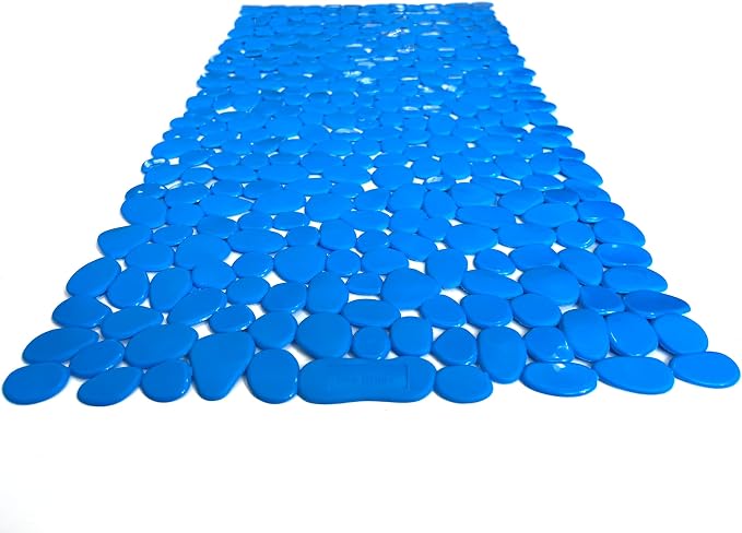 “Pebbles” Non-Slip Bathtub/Shower Mat 27.5”x14” Rectangular, Non-Toxic, Safe, Clean, Machine-Washable, Superior Grip & Drainage, Vinyl, for Smooth Floors ONLY, Opaque Light Blue