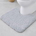 Disolla Toilet Mat 22x24 - Non Slip Fluffy U-Shaped Contour Rug, Ultra-Soft Plush Toilet Floor Mat, Absorbent & Machine Washable, Silver Grey