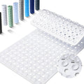 Yimobra Bathtub Mat Non Slip, 34.5"X15.5" Long Shower Mat for Inside Shower, Machine Washable Bath Mat with Drain Holes & Strong Suction Cups, Soft on Feet, Bathroom Essentials, White