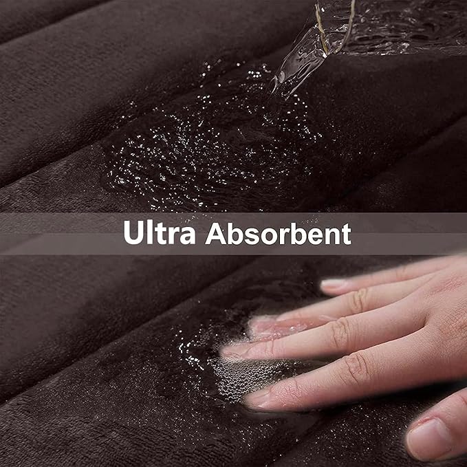 Buganda Memory Foam Bath Mat, 70" x 24", Ultra Soft and Non-Slip Bathroom Rugs, Water Absorbent and Machine Washable Bath Rug Runner for Bathroom, Shower, and Tub, Brown
