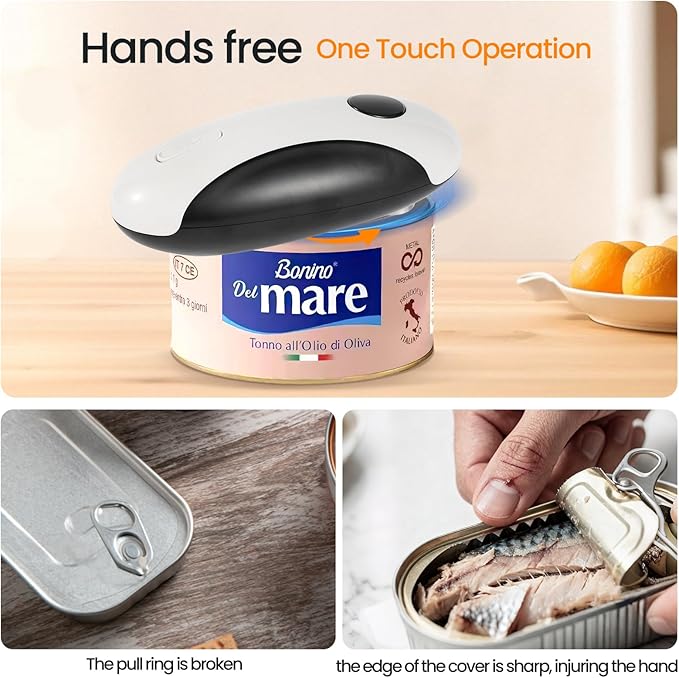 Rechargeable Electric Can Opener, Hands Free for seniors，Food Safe Automatic Can Opener with Smooth Edge,Easy to Use,Works with All Standard Cans (Black)