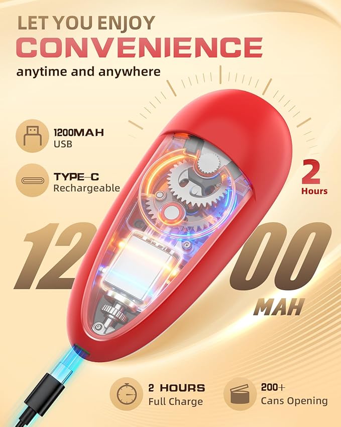 Rechargeable Can Opener Fits All Can Sizes with Extra Blade, Electric Can Openers for Kitchen Food Safe with Smooth Edge, Kitchen Gadgets Can Openers for Seniors, Arthritis and Chef