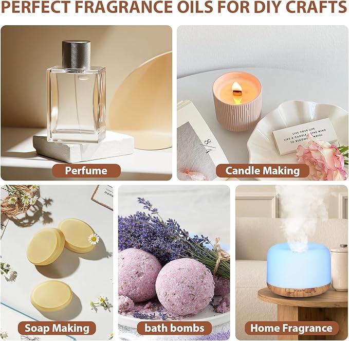 FUHITIM Fragrance Oil Dessert Set, Scented Oil for Soap & Candle Making, Essential Oils for Diffuser-Coffee, Vanilla, Chocolate and More(6 * 10ML), for Halloween, Thanksgiving