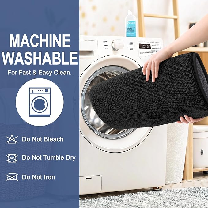 OLANLY Thick Memory Foam Large Bathroom Rugs 59x35, Extra Soft Absorbent Bath Rug, Quick Dry Bath Mats, Non-Slip, Machine Washable Carpet for Bathroom, Tub and Shower, Home Decor Accessories, Black