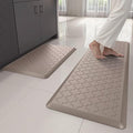 Kitchen Mats for Floor 2 Piece - Anti Fatigue Mats for Kitchen Floor - Non Slip Cushioned Rugs for Standing, Office, Sink, Laundry, Khaki