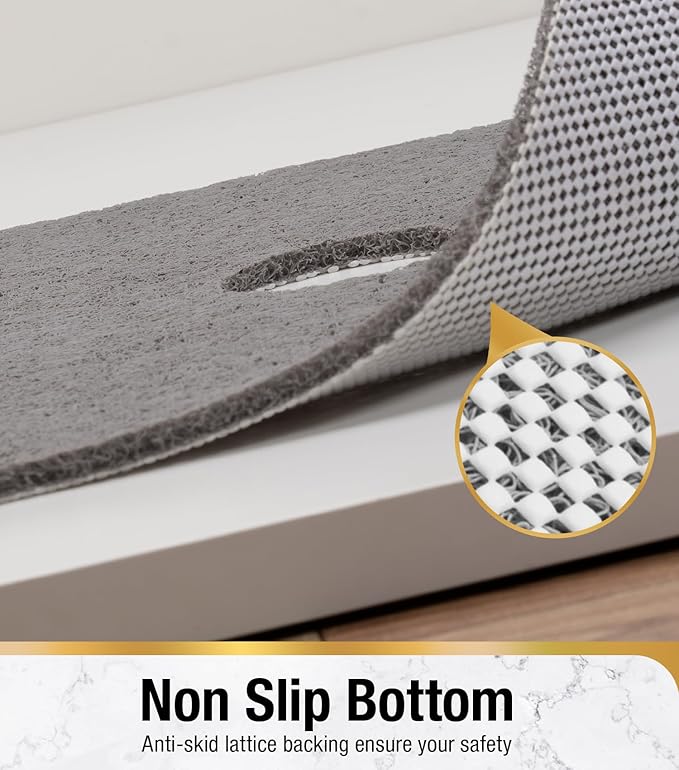 HITSLAM Shower Mat, 24 x 24inch Non Slip Bath Mat for Tub, Soft PVC Loofah Bathtub Mats with Drain Holes, Quick Drying Bathroom Stall Floor Mat, Bathroom Accessories Without Suction Cup, Grey 2 Pack