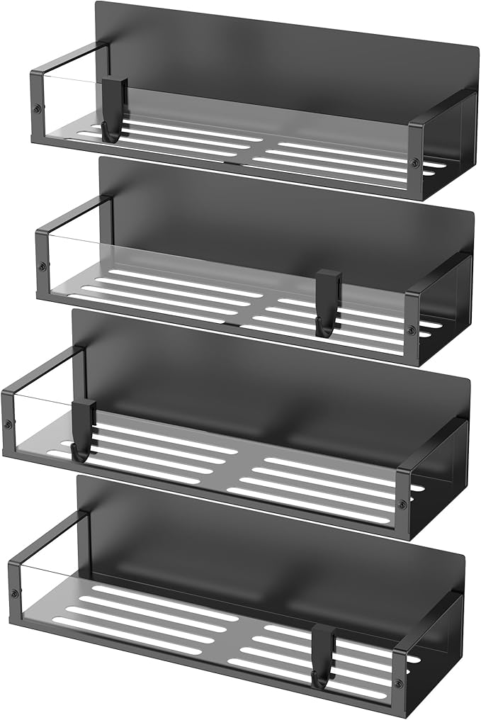 HuggieGems 4 Pack Magnetic Spice Storage Rack Organizer for Refrigerator and Oven, Clear Fridge Organizers and Storage