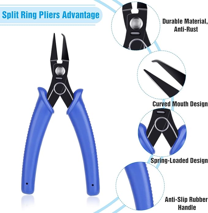 Split Ring Pliers for Jewelry Making, Evatage 2Pcs Jump Ring Opening Pliers for Opening Split Ring or Key Chain, Opener Tools for Jewelry Beading Repair Making Supplies