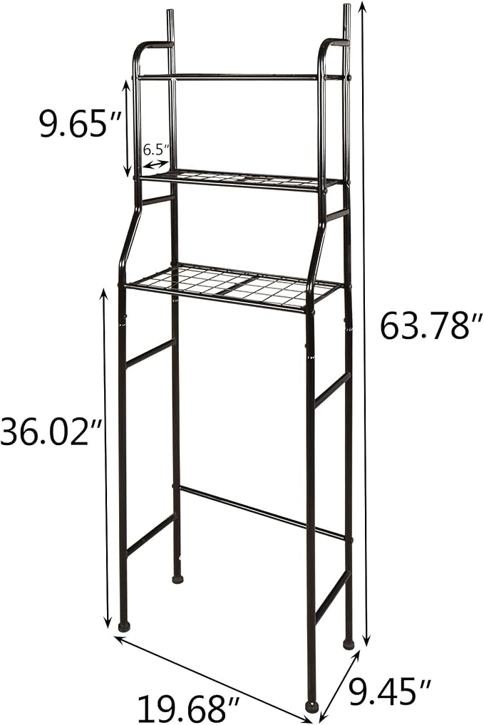 3-Shelf Bathroom Organizer Over The Toilet Space Saver Bathroom Corner Stand Storage Organizer, Black