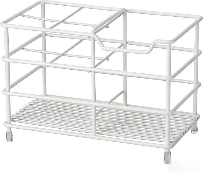 Urbanstrive 304 Stainless Steel Bathroom Toothbrush Holder Toothpaste Holder Stand Bathroom Accessories Organizer (White, Large)