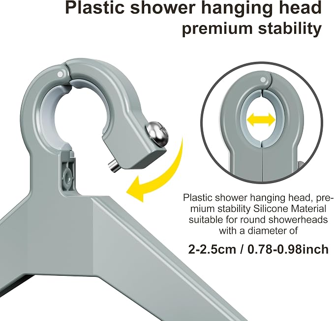 Orimade 4 Tier Adjustable Anti-slip Shower Caddy over Shower Head,Rustproof Bathroom Hanging shower Organizer with 4 Hooks for Razor,No Drilling Shower shelves Storage Rack,Grey