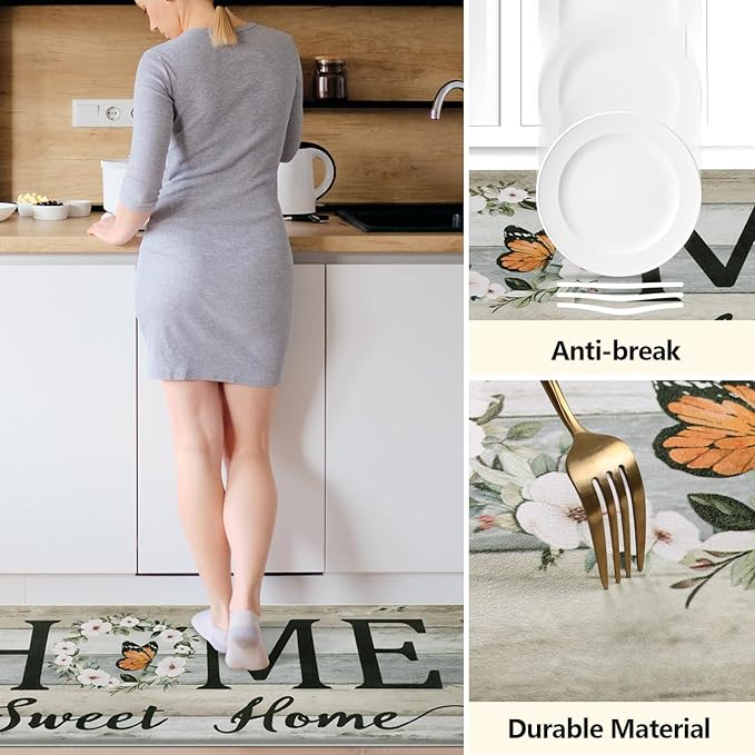 Yamaziot Anti Fatigue Kitchen Rug Set of 3, Non-Slip Waterproof Farmhouse Cushioned Comfort Standing Floor Mat for Kitchen, Office, Sink, Laundry